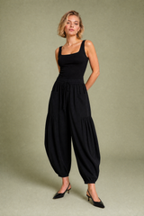 Pantalon large taille haute plissé