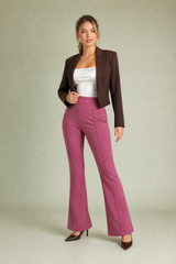 Pantalon taille haute micro-évasé