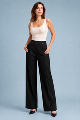 Pantalon large taille haute