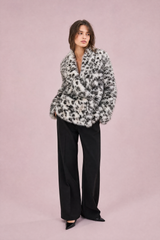 Veste ample fausse fourrure imprimé animalier