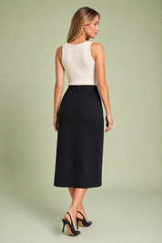 Jupe noire boutonnée taille haute | Vue de dos | Lounelle Paris