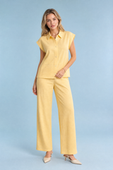 Ensemble jaune pâle ample col chemise