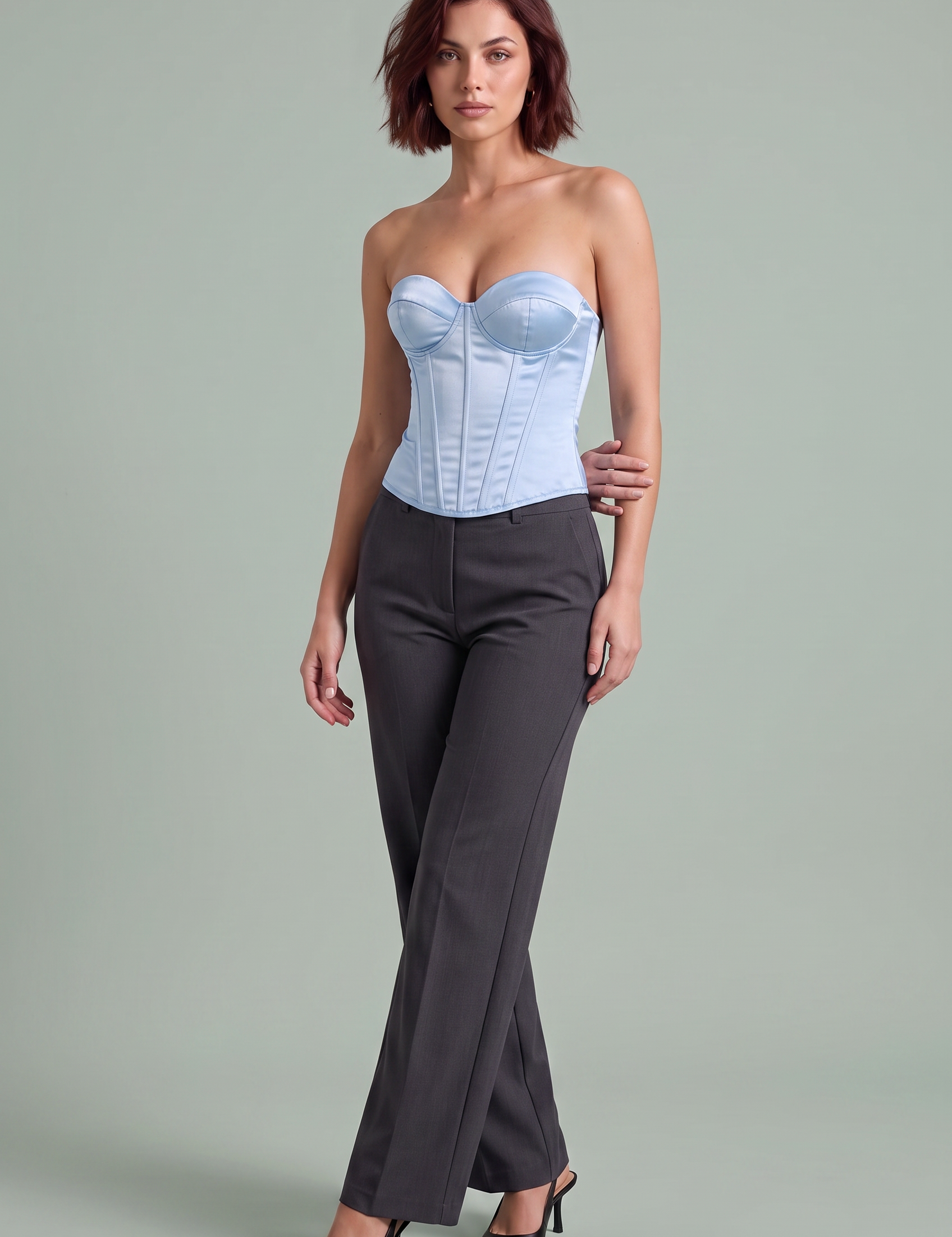 Bustier corset décolleté cœur laçage dos | Variante Bleu | Lounelle Paris
