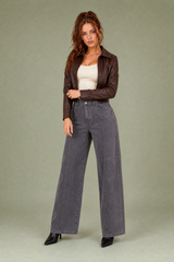 Pantalon cargo ample taille mi-haute