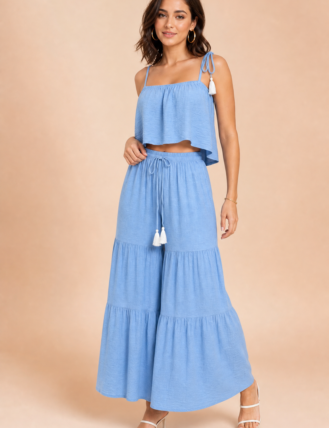 Ensemble bleu clair bretelles fines | Vue de face | Lounelle Paris