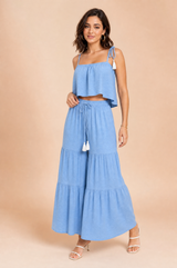 Ensemble bleu clair bretelles fines