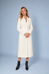 Manteau long cintré à col tailleur