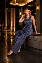 Ensemble pantalon asymétrique sans manches | Variante Gris foncé - Lifestyle | Lounelle Paris