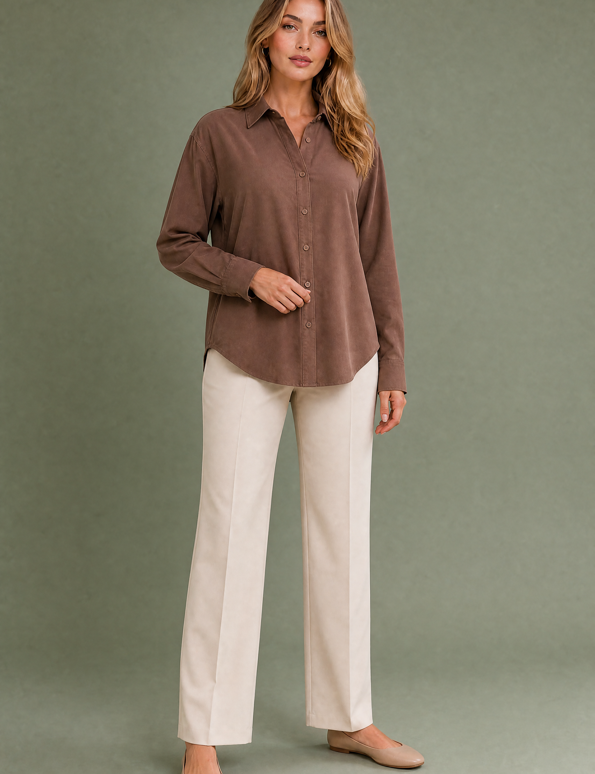 Chemise fluide à col chemise | Variante Marron | Lounelle Paris