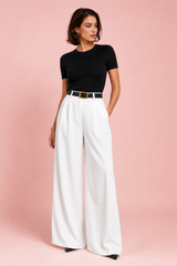 Pantalon taille haute jambes larges