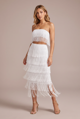 Ensemble blanc bandeau à franges