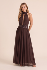 Robe longue col licou dos nu