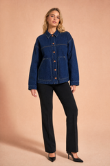 Veste en jean bleu foncé ample