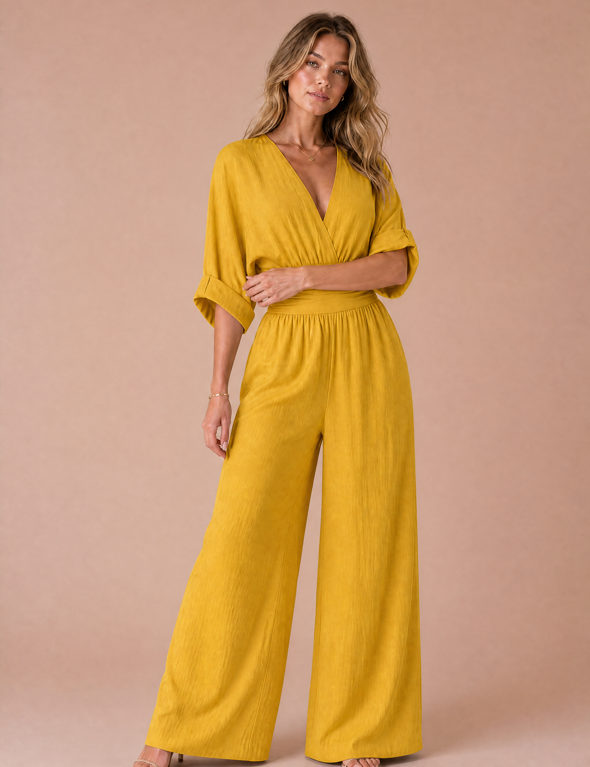 Combinaison col V taille haute | Variante Jaune | Lounelle Paris