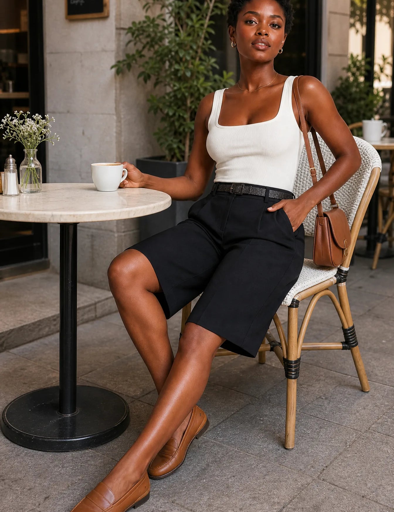 Bermuda ample à ceinture | Photo lifestyle | Lounelle Paris