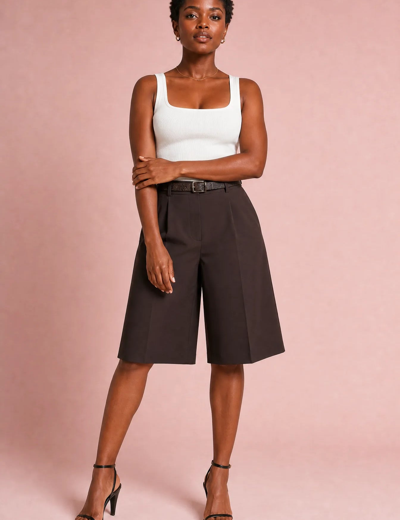 Bermuda ample à ceinture | Variante Marron | Lounelle Paris