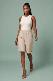 Bermuda droit taille haute | Vue en mouvement | Lounelle Paris