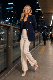 Blazer oversize double boutonné | Variante Bleu marine - Lifestyle | Lounelle Paris