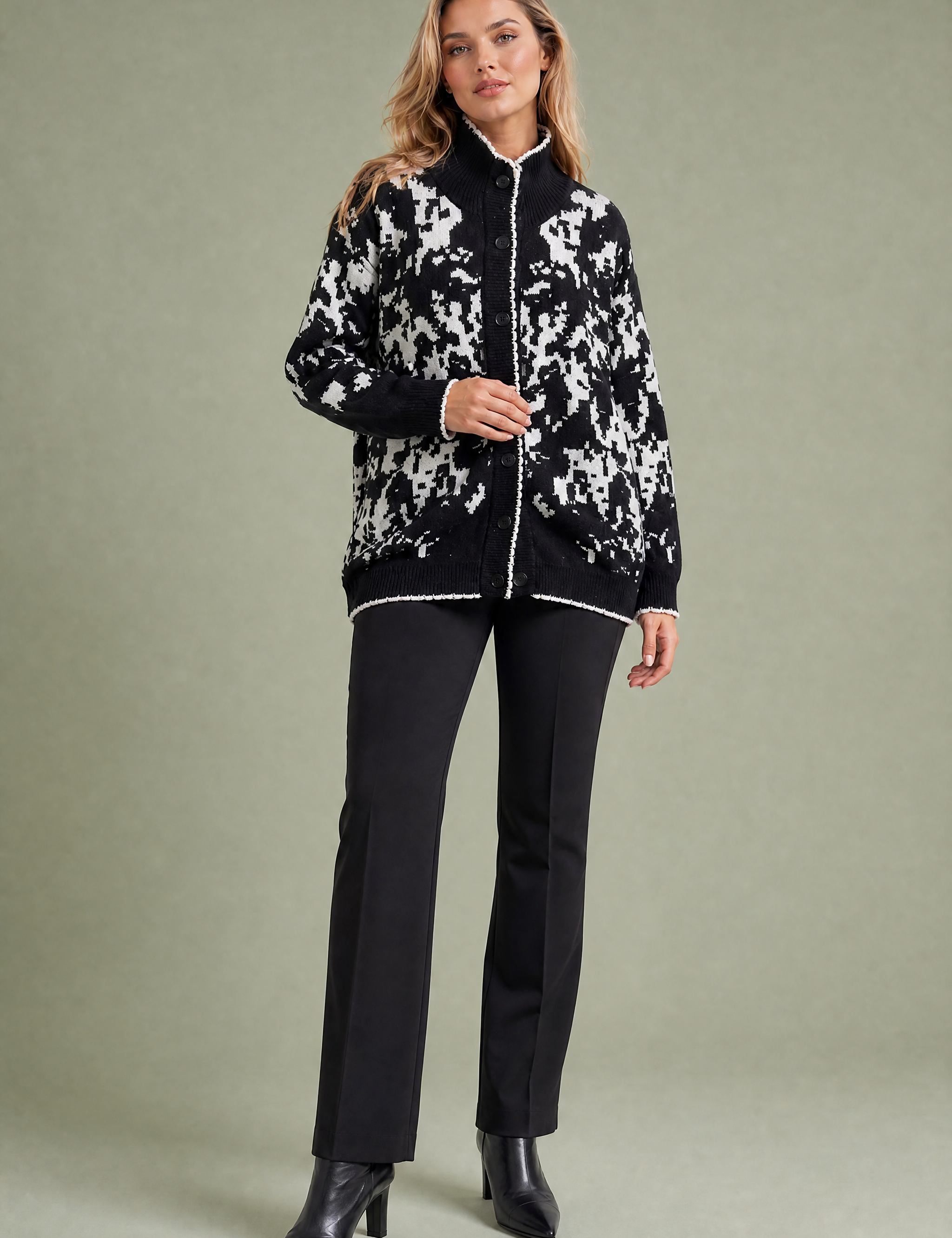Gilet jacquard col montant | Variante Noir | Lounelle Paris