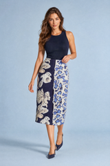 Jupe midi imprimée taille haute