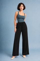 Pantalon large fluide à cordon
