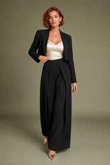 Pantalon large noir plis devant