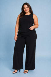 Ensemble pantalon large fluide | Porté sur une silhouette plus ronde | Lounelle Paris