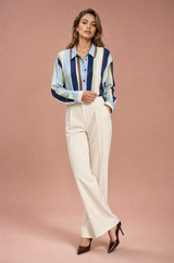 Chemise ample à rayures satinée
