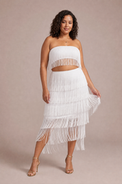 Ensemble blanc bandeau à franges | Porté sur une autre silhouette | Lounelle Paris