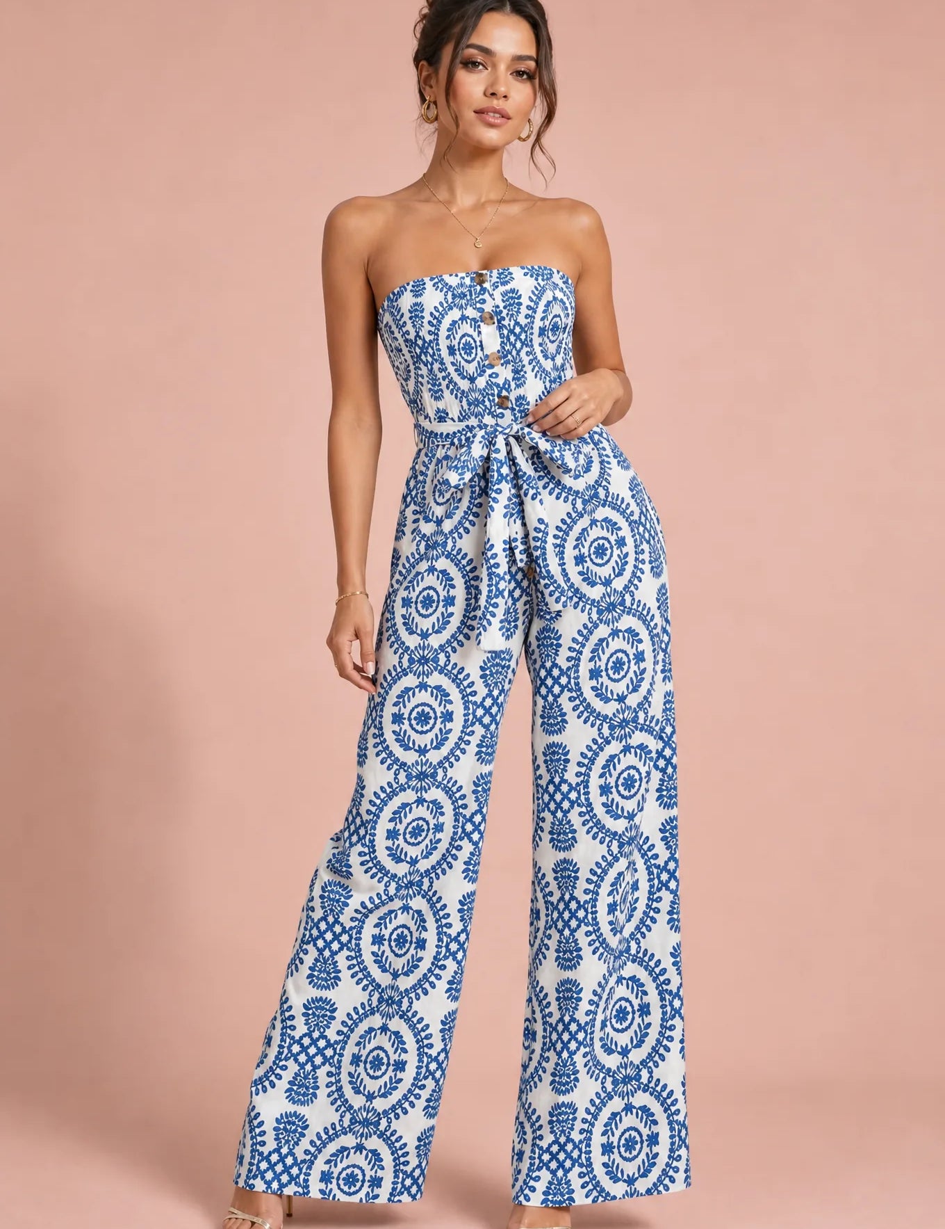 Combinaison blanche bandeau taille haute | Vue de face | Lounelle Paris