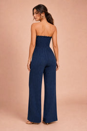 Combinaison bleu marine bandeau noué | Vue de dos | Lounelle Paris