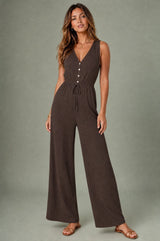 Combinaison fluide col V jambes larges
