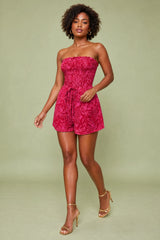 Combishort bandeau imprimé tropical