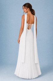 Robe longue plissée dos nu | Vue de dos | Lounelle Paris