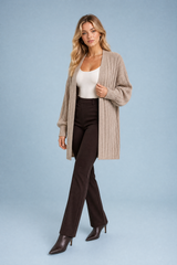 Gilet long beige manches bouffantes