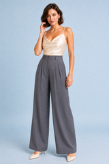 Pantalon large taille haute fluide