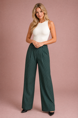 Pantalon large rayé taille haute