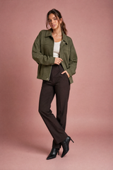 Veste ample vert armée col chemise