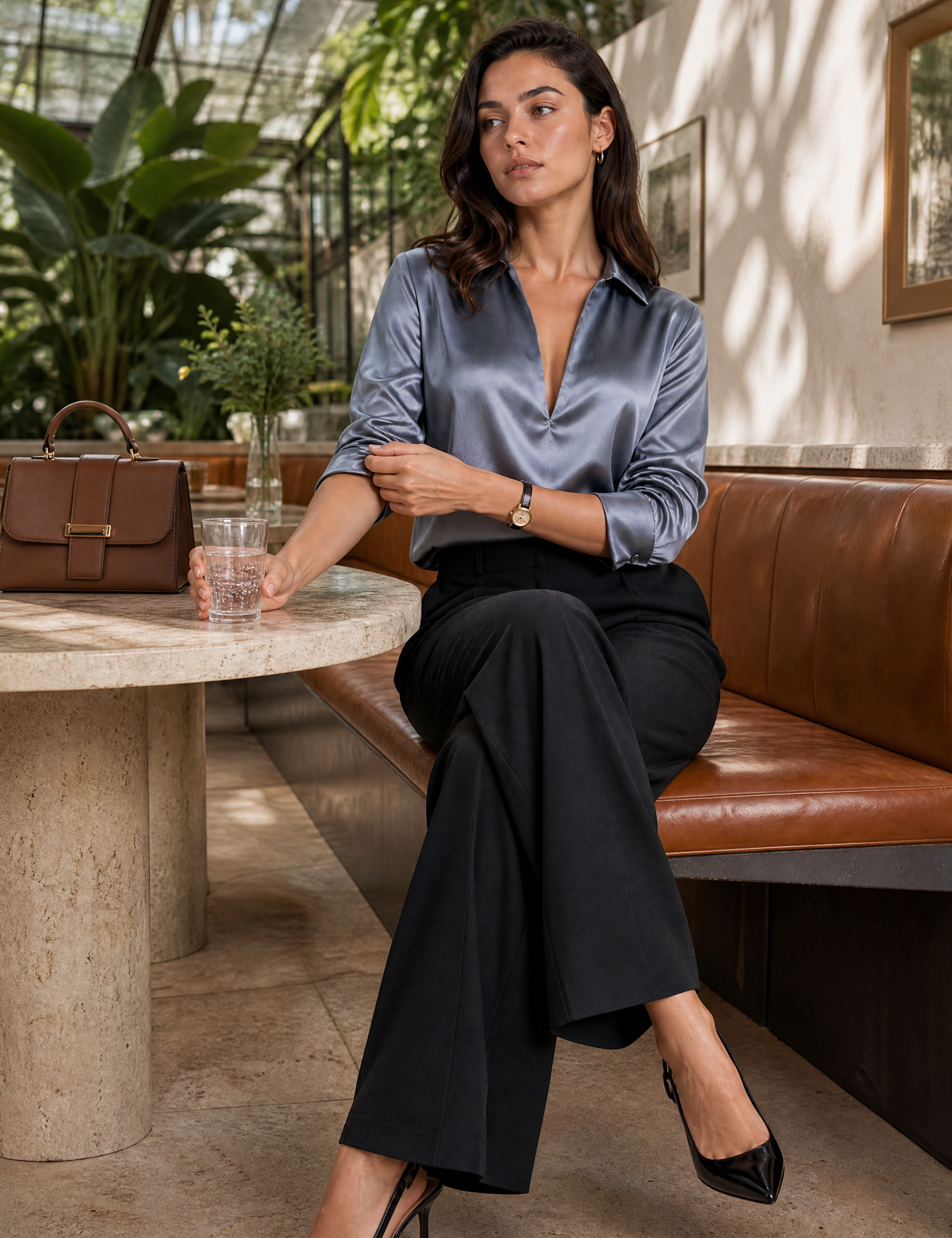 Chemise fluide col V | Photo lifestyle | Lounelle Paris