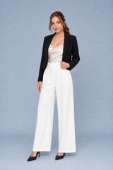 Pantalon large taille haute plissé