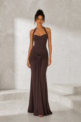 Robe longue licou dos nu laçage