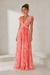 Robe longue imprimée dos lacé