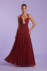 Robe longue col halter dos nu