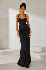 Robe longue licou dos nu laçage