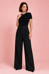 Pantalon taille haute jambes larges