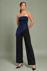 Top bustier froncé asymétrique