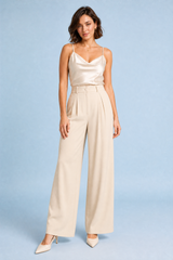 Pantalon large taille haute fluide