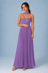 Robe longue plissée dos nu