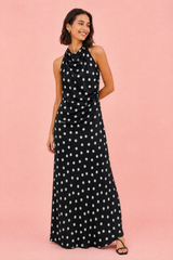 Robe noire à pois col halter