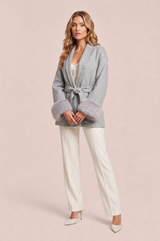 Manteau court ample col châle